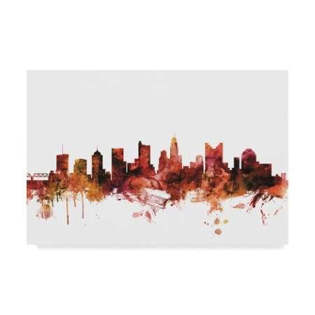 Michael Tompsett 'Columbus Ohio Skyline Red' Canvas Art,16x24